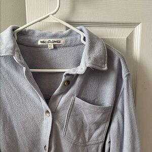 Wallflower Soft Lavender Gray Fleece Shirt Shacket